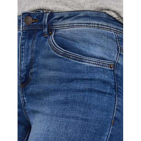 Jean en coton mélangé indigo effet délavé à coupe slim et taille haute - Image 6