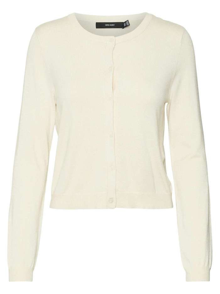 Cardigan écru uni à coupe...