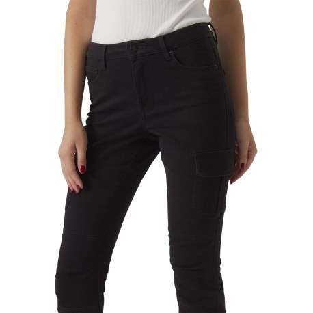 Pantalon cargo en coton noir uni à coupe skinny et taille intermédiaire - Image 4