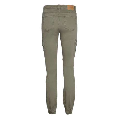 Pantalon cargo en coton kaki uni à coupe skinny et taille intermédiaire - Image 2