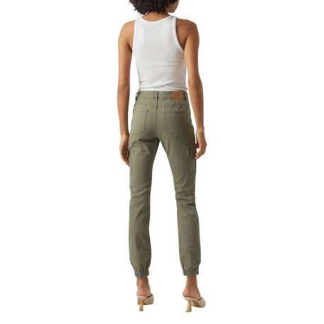 Pantalon cargo en coton kaki uni à coupe skinny et taille intermédiaire - Image 3