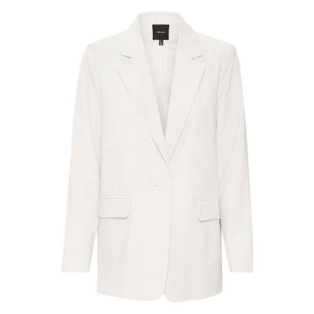 Blazer blanc uni à coupe droite col cranté et à manches longues
