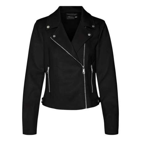 Veste perfecto noire en suédine avec une coupe droite et un col cranté