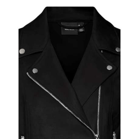 Veste perfecto noire en suédine avec une coupe droite et un col cranté - Image 2