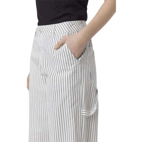 Pantalon en coton écru rayé avec une coupe bootcut et une taille intermédiaire - Image 2