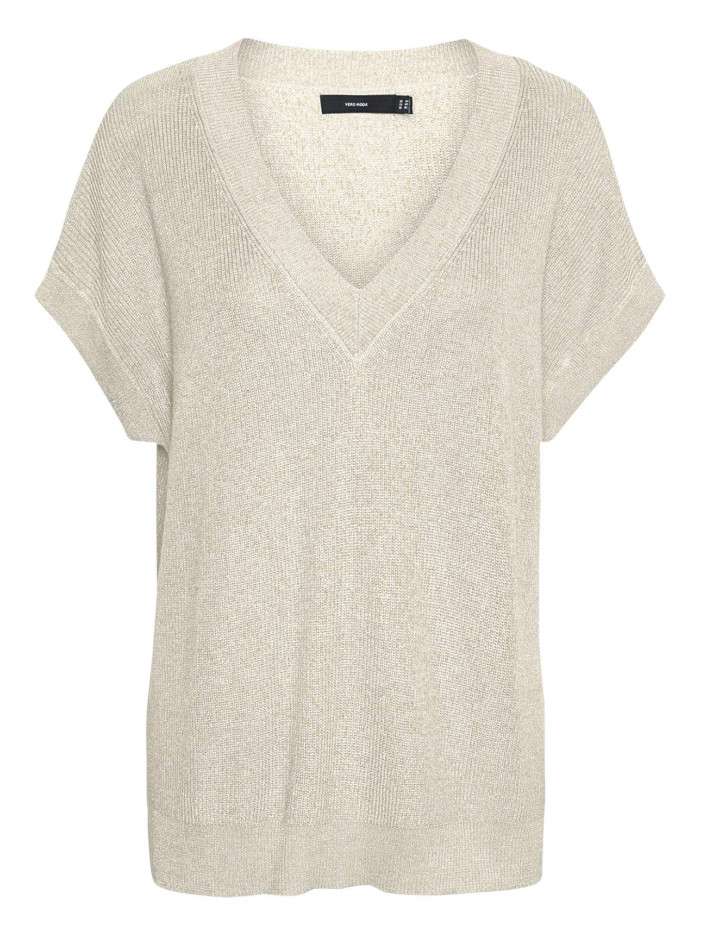 T-shirt écru pailleté à...