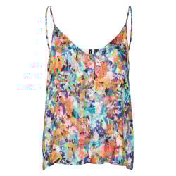 Top à fines bretelles multicolore fleuri à coupe droite et col v 