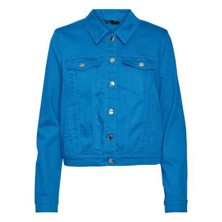 Veste en jean bleue en coton mélangé avec une coupe droite et un col italien