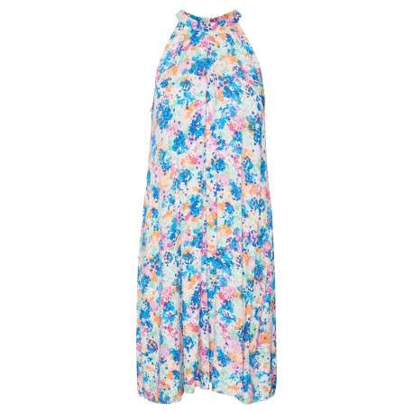 Robe courte à encolure américaine multicolore imprimé abstrait et coupe droite