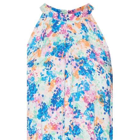 Robe courte à encolure américaine multicolore imprimé abstrait et coupe droite - Image 2