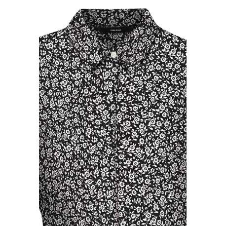 Robe courte noire liberty à coupe droite col français et à manches courtes - Image 2