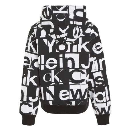 Sweat à capuche en coton régénératif noir imprimé logo avec une coupe relaxed - Image 2