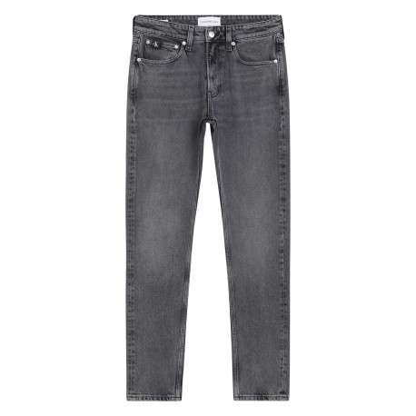 Jean en coton mélangé anthracite délavé avec une coupe slim et à 5 poches