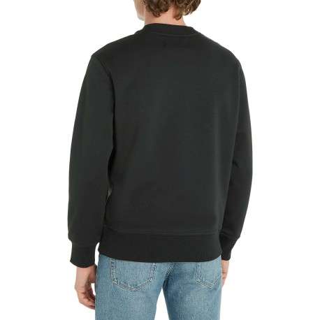 Sweat noir avec une coupe regular fit un col rond et monogramme vert brodé - Image 3