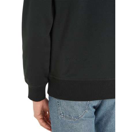 Sweat noir avec une coupe regular fit un col rond et monogramme vert brodé - Image 4