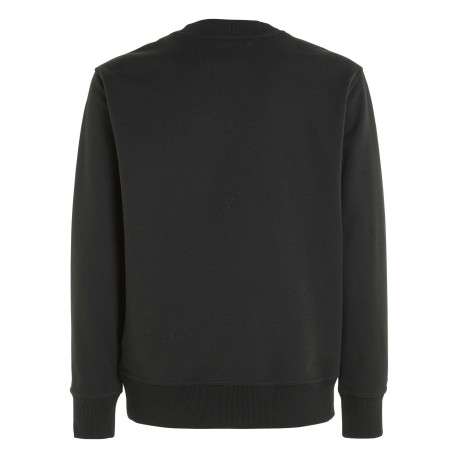 Sweat noir avec une coupe regular fit un col rond et monogramme vert brodé - Image 6