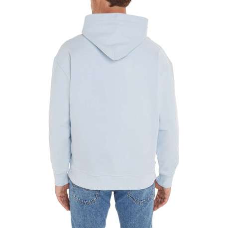 Sweat en coton ciel uni avec une coupe droite et un col à capuche - Image 4
