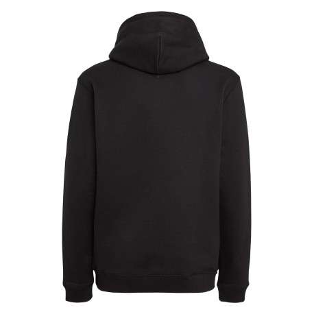 Sweat en coton noir uni coupe droite avec un col à capuche et étiquette - Image 2