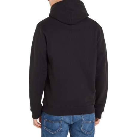 Sweat en coton noir uni coupe droite avec un col à capuche et étiquette - Image 4