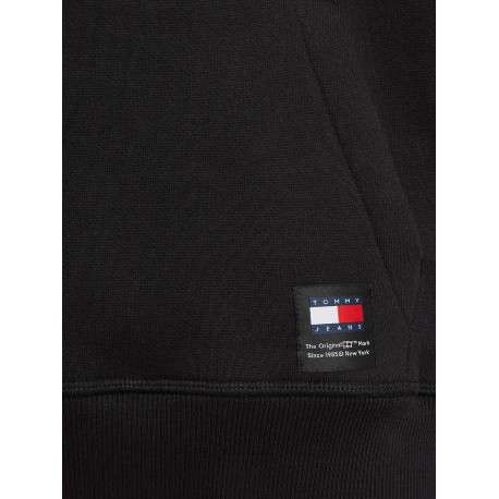 Sweat en coton noir uni coupe droite avec un col à capuche et étiquette - Image 5