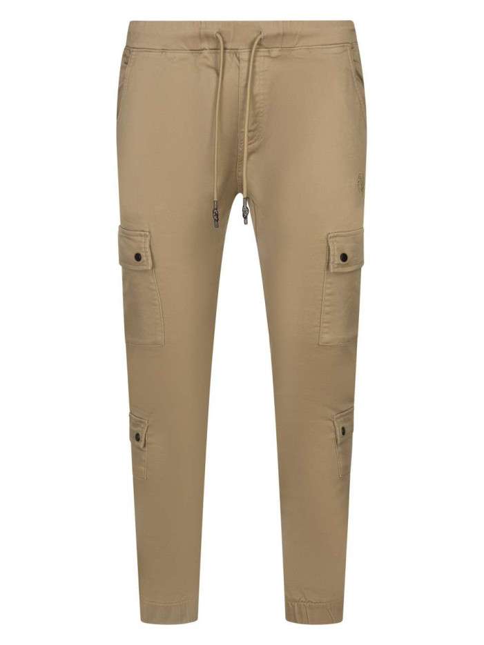 Pantalon cargo beige uni...