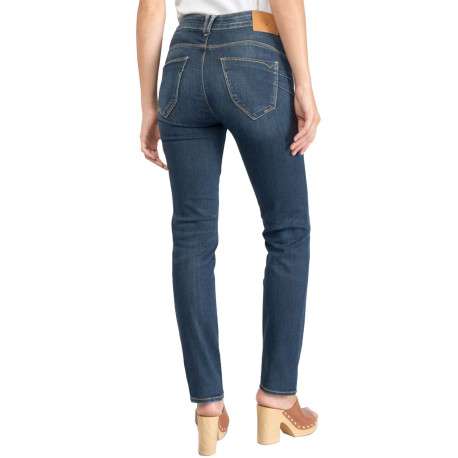 Jean Pulp High Regular en coton indigo uni avec une coupe ajustée et des surpiqûres oranges - Image 3