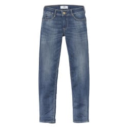 Jean Pulp Crop en coton bleu uni avec une coupe slim et une poche à gousset en diagonale