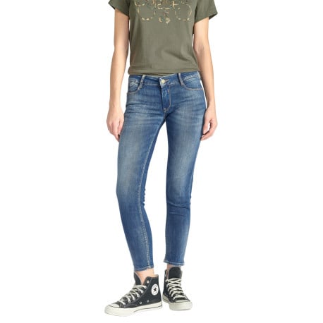 Jean Pulp Crop en coton bleu uni avec une coupe slim et une poche à gousset en diagonale - Image 2