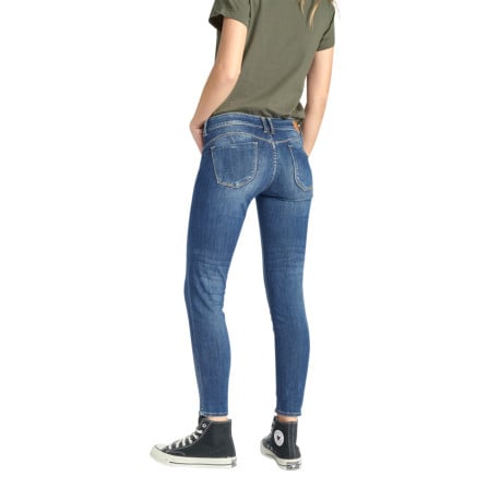 Jean Pulp Crop en coton bleu uni avec une coupe slim et une poche à gousset en diagonale - Image 3
