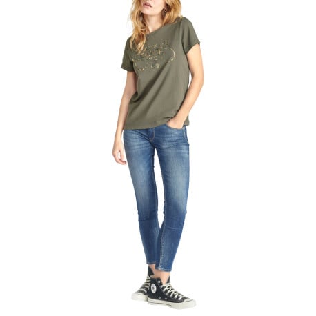 Jean Pulp Crop en coton bleu uni avec une coupe slim et une poche à gousset en diagonale - Image 4