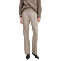 Pantalon chino beige jaspé avec une coupe droite et une taille intermédiaire
