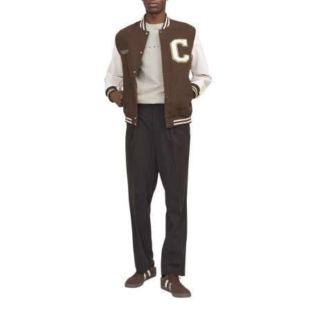 T-shirt en coton beige uni avec une coupe droite et un col rond - Image 6
