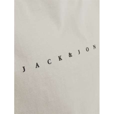 T-shirt en coton beige uni avec une coupe droite et un col rond - Image 9
