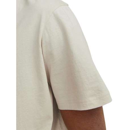 T-shirt en coton beige uni avec une coupe droite et un col rond - Image 10