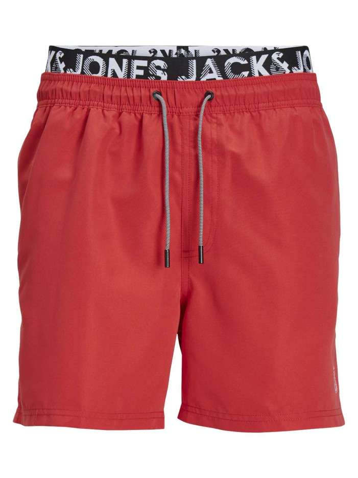 Short de bain rouge uni...