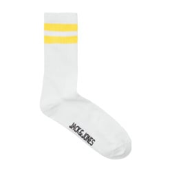 Lot de 5 paires de chaussettes hautes blanches unies avec rayures colorées