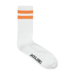 Lot de 5 paires de chaussettes hautes blanches unies avec rayures colorées