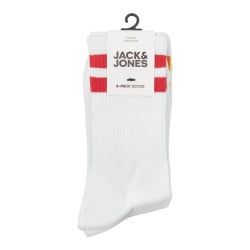 Lot de 5 paires de chaussettes hautes blanches unies avec rayures colorées