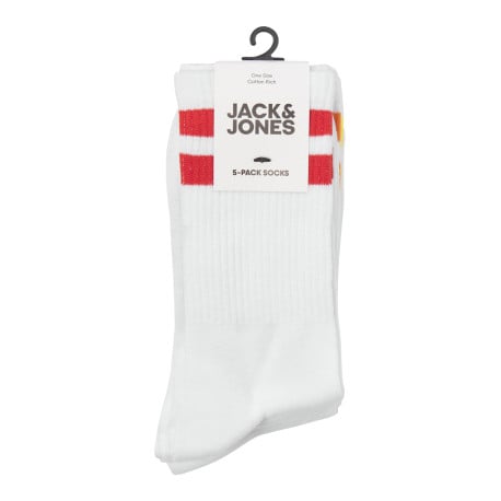 Lot de 5 paires de chaussettes hautes blanches unies avec rayures colorées - Image 4