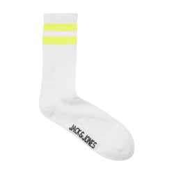 Lot de 5 paires de chaussettes hautes blanches unies avec rayures colorées
