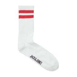 Lot de 5 paires de chaussettes hautes blanches unies avec rayures colorées