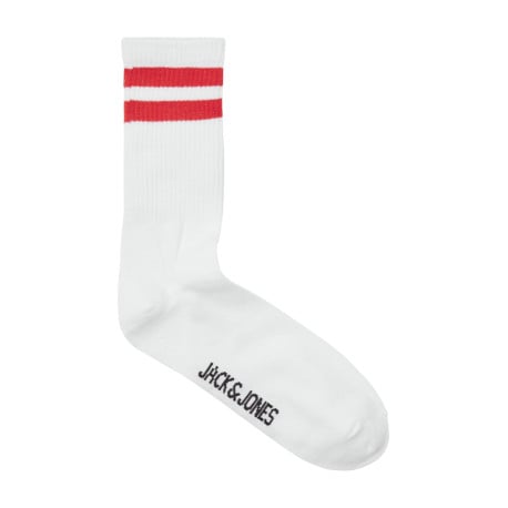 Lot de 5 paires de chaussettes hautes blanches unies avec rayures colorées - Image 6