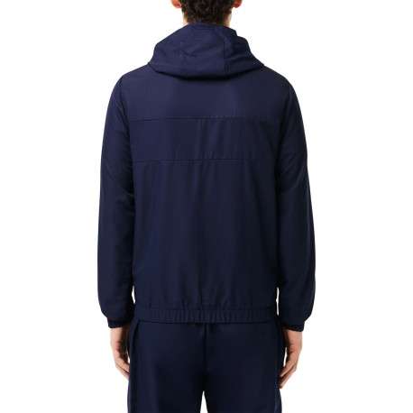 Imperméable à capuche marine avec une coupe droite et un col montant - Image 2