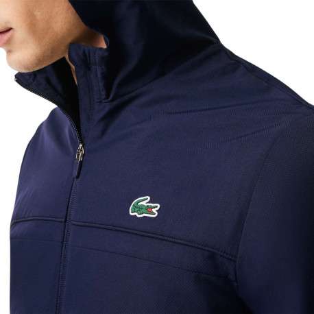 Imperméable à capuche marine avec une coupe droite et un col montant - Image 3