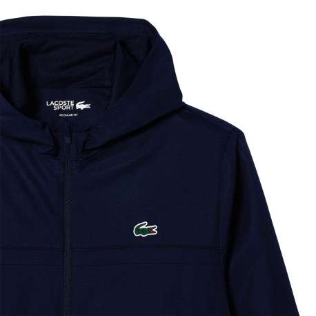 Imperméable à capuche marine avec une coupe droite et un col montant - Image 4