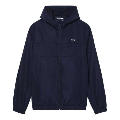 Imperméable à capuche marine avec une coupe droite et un col montant - Image 6