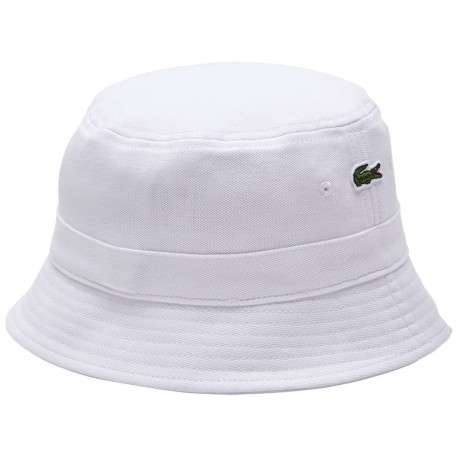 Bob en coton blanc uni avec crocodile vert brodé sur un côté