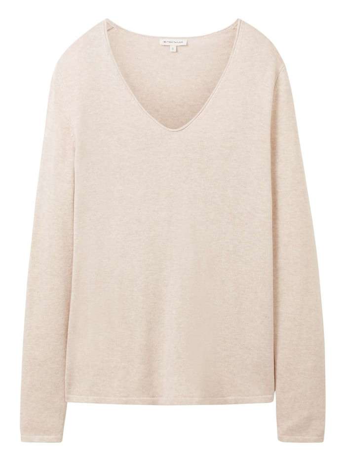 Pull en coton mélangé beige...