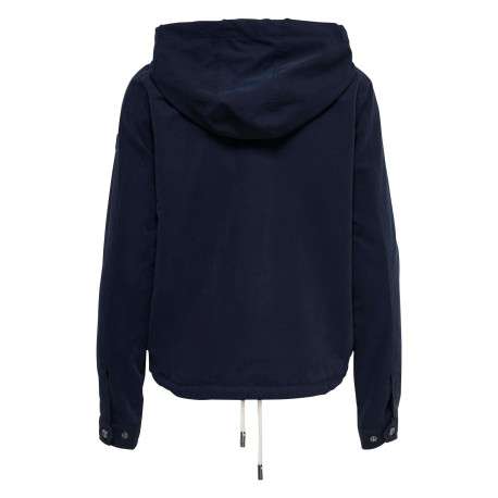 Blouson marine uni coupe droite avec un col à capuche et des poches latérales - Image 2