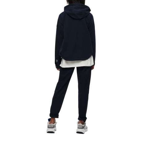 Blouson marine uni coupe droite avec un col à capuche et des poches latérales - Image 4